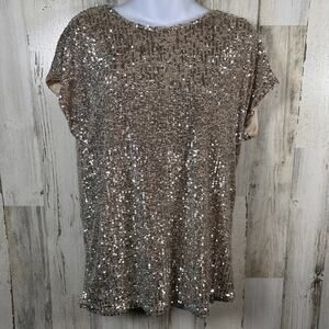 Rachel Zoe Sequin Blouse M | Champagne | Puff Sleeves | NWT | MSRP $175